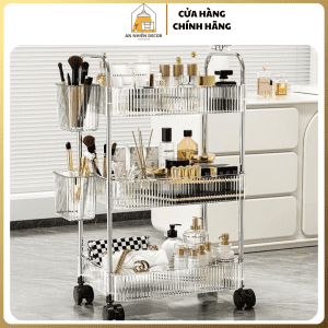Xe Đẩy Ba Tầng Có Bánh Xe Tiện Lợi Decor Để Đồ